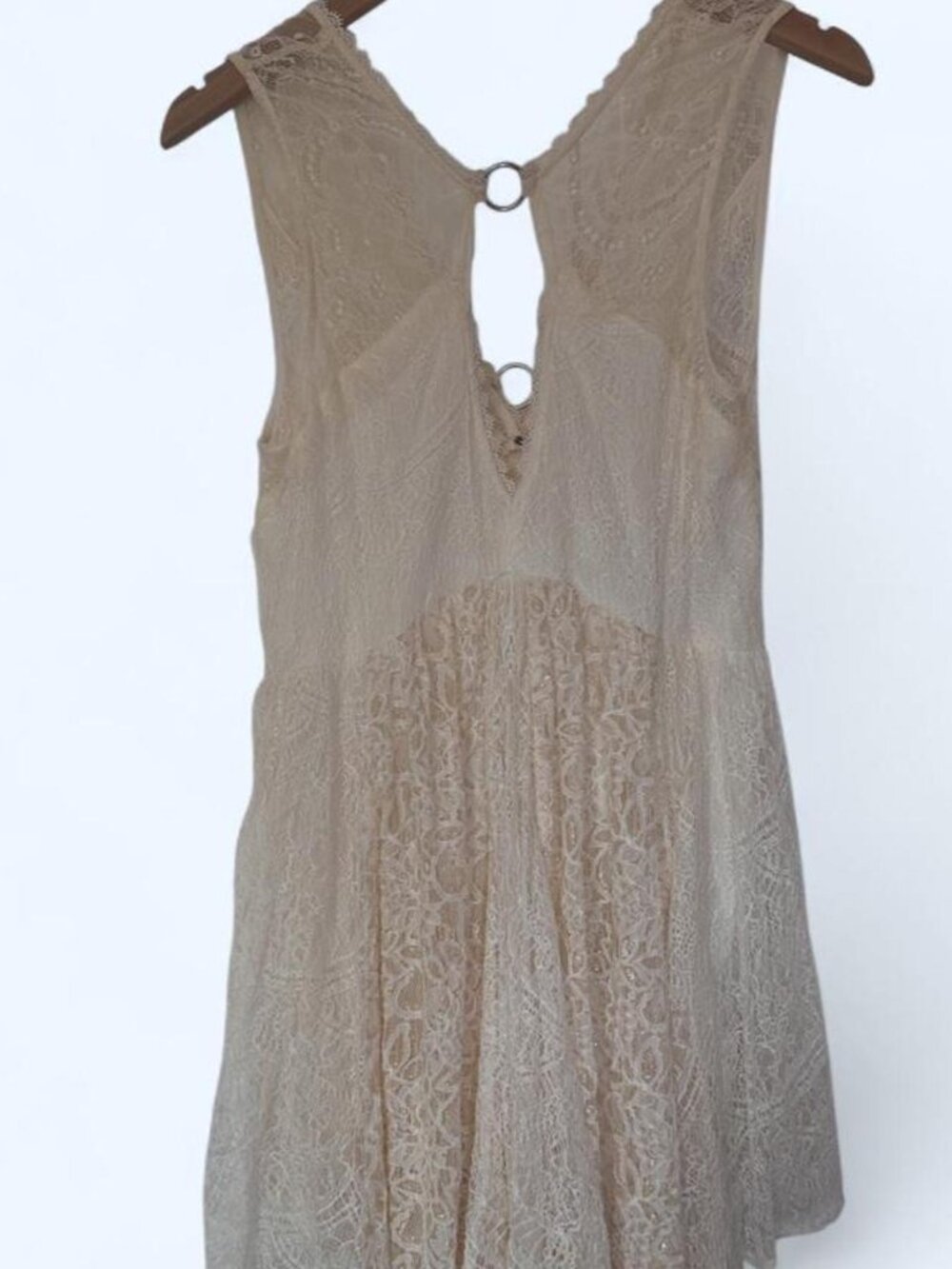 Free People Cream Lace Mini Dress Boho Fairycore Cottagecore Size Small